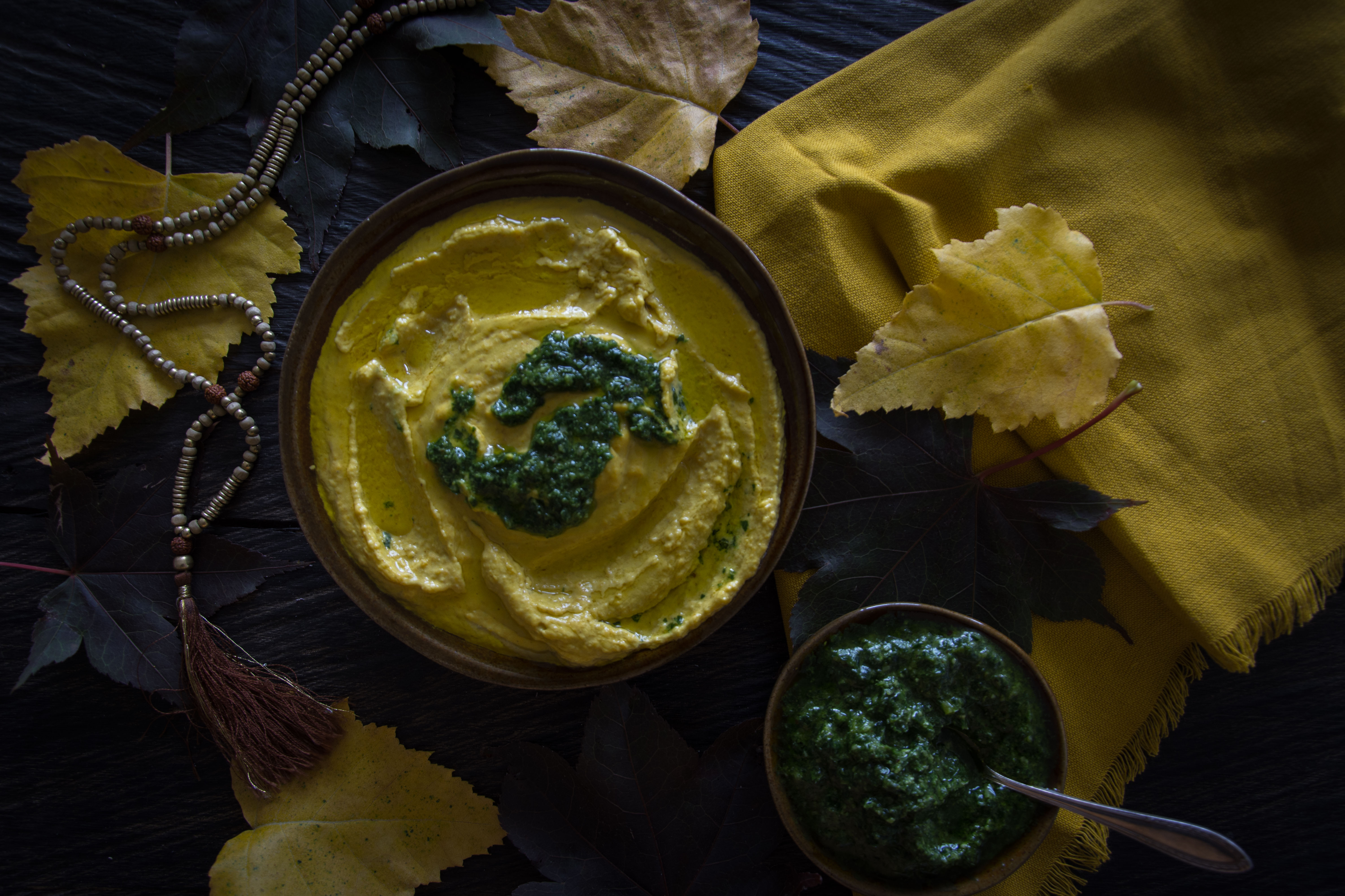 Kürbis Hummus mit Zaatar 