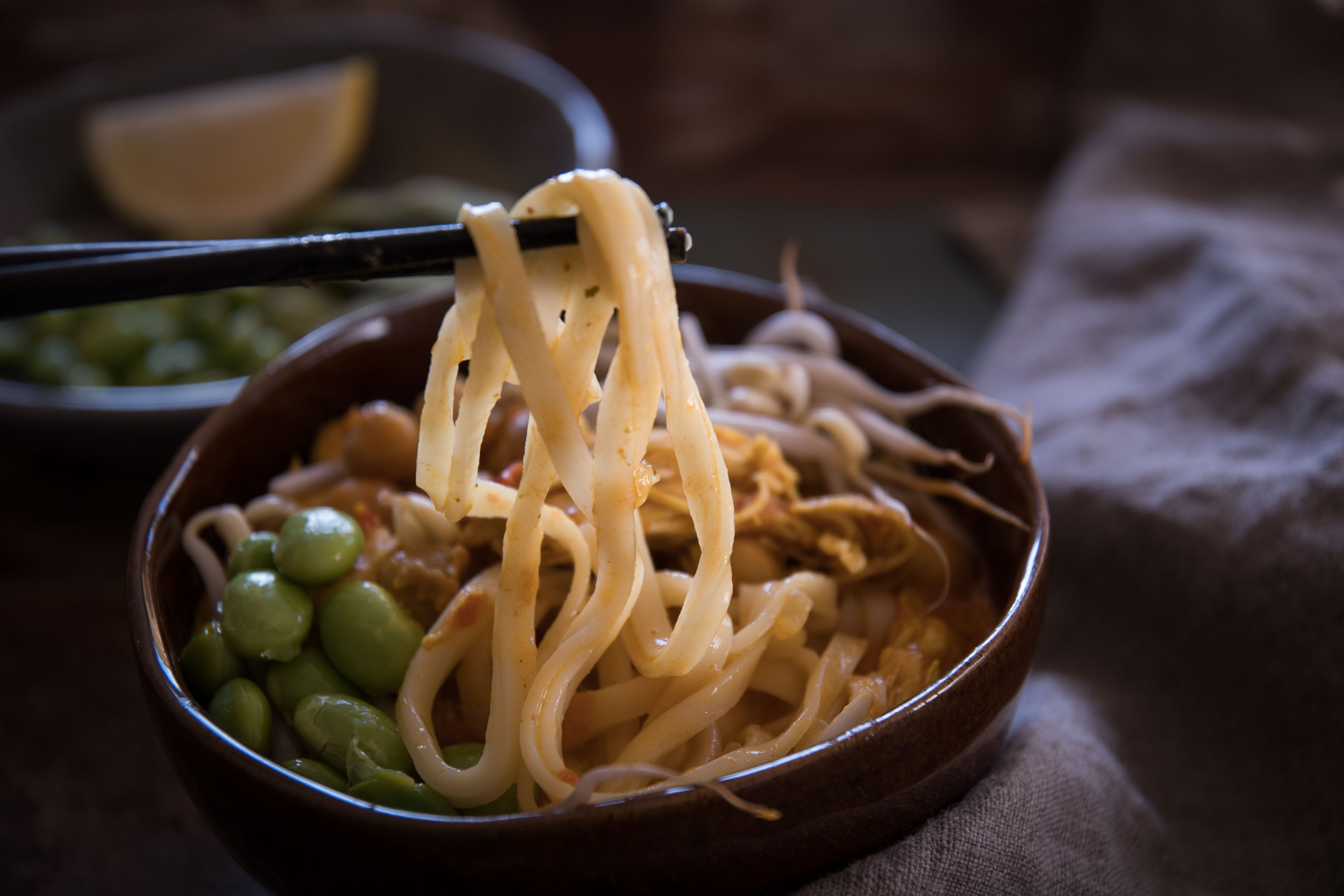 Curry-Kokosmilchsuppe mit Reisnudeln