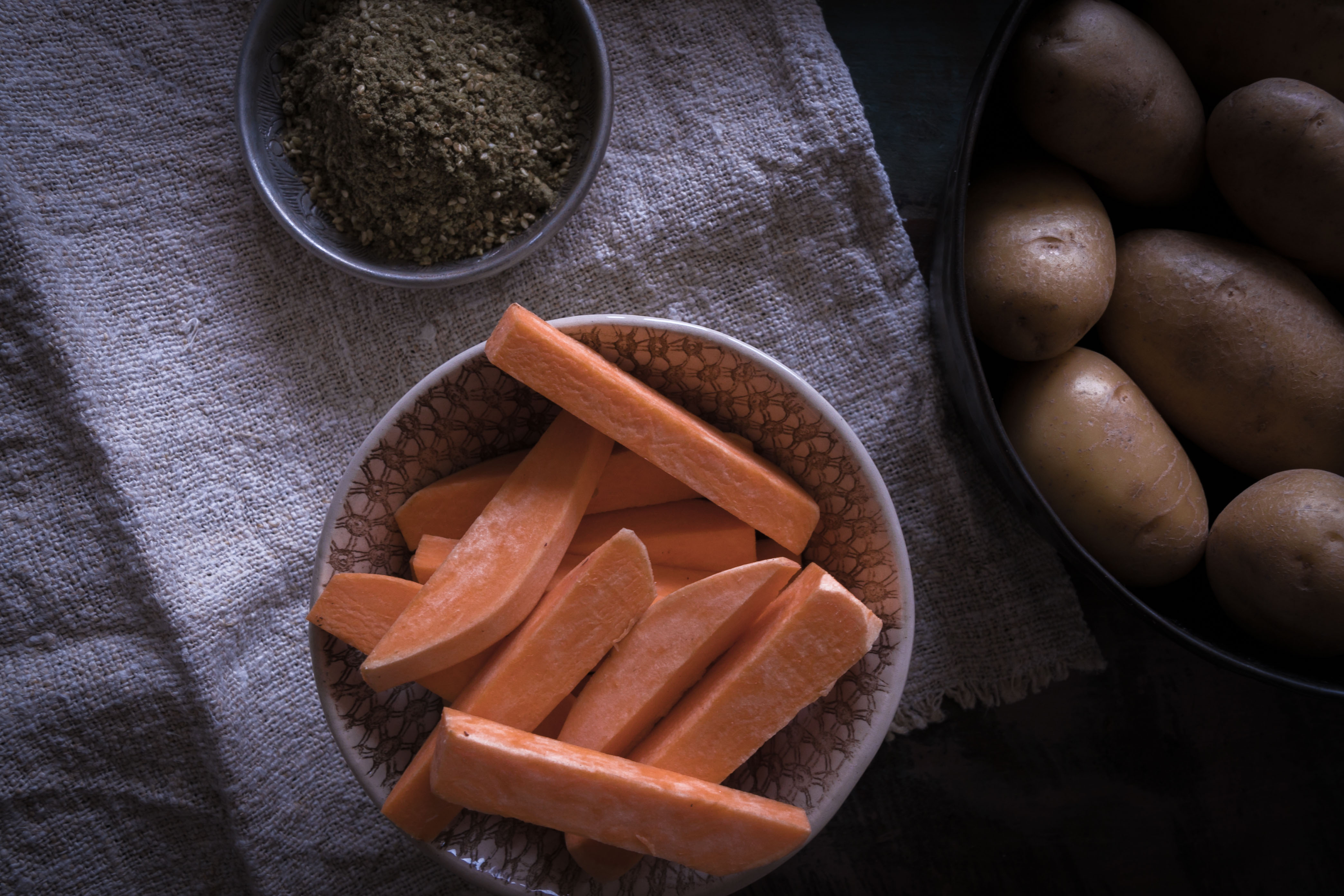 Orange Süsskartoffeln mit Zaatar