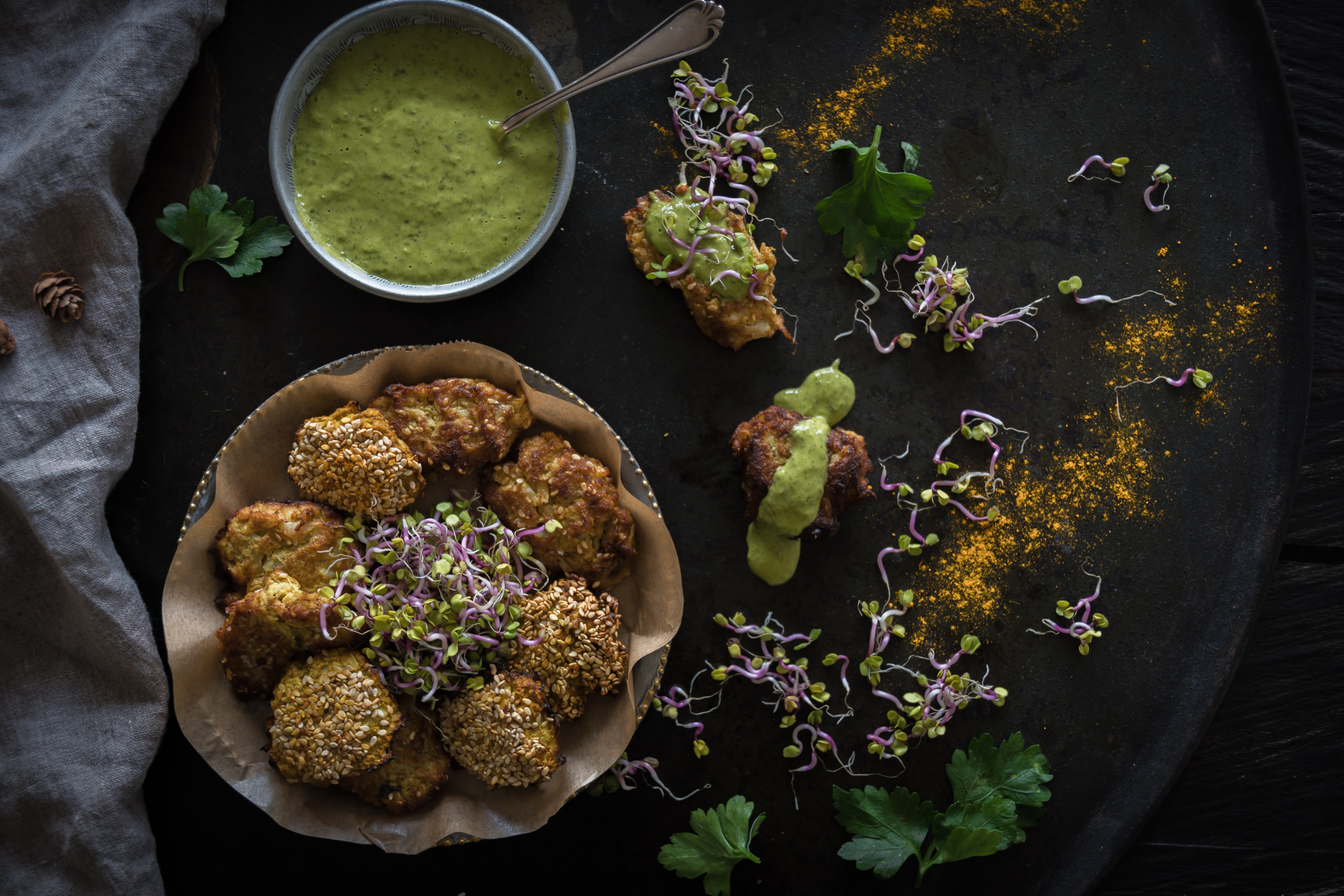 Blumenkohl-Curry Latkes