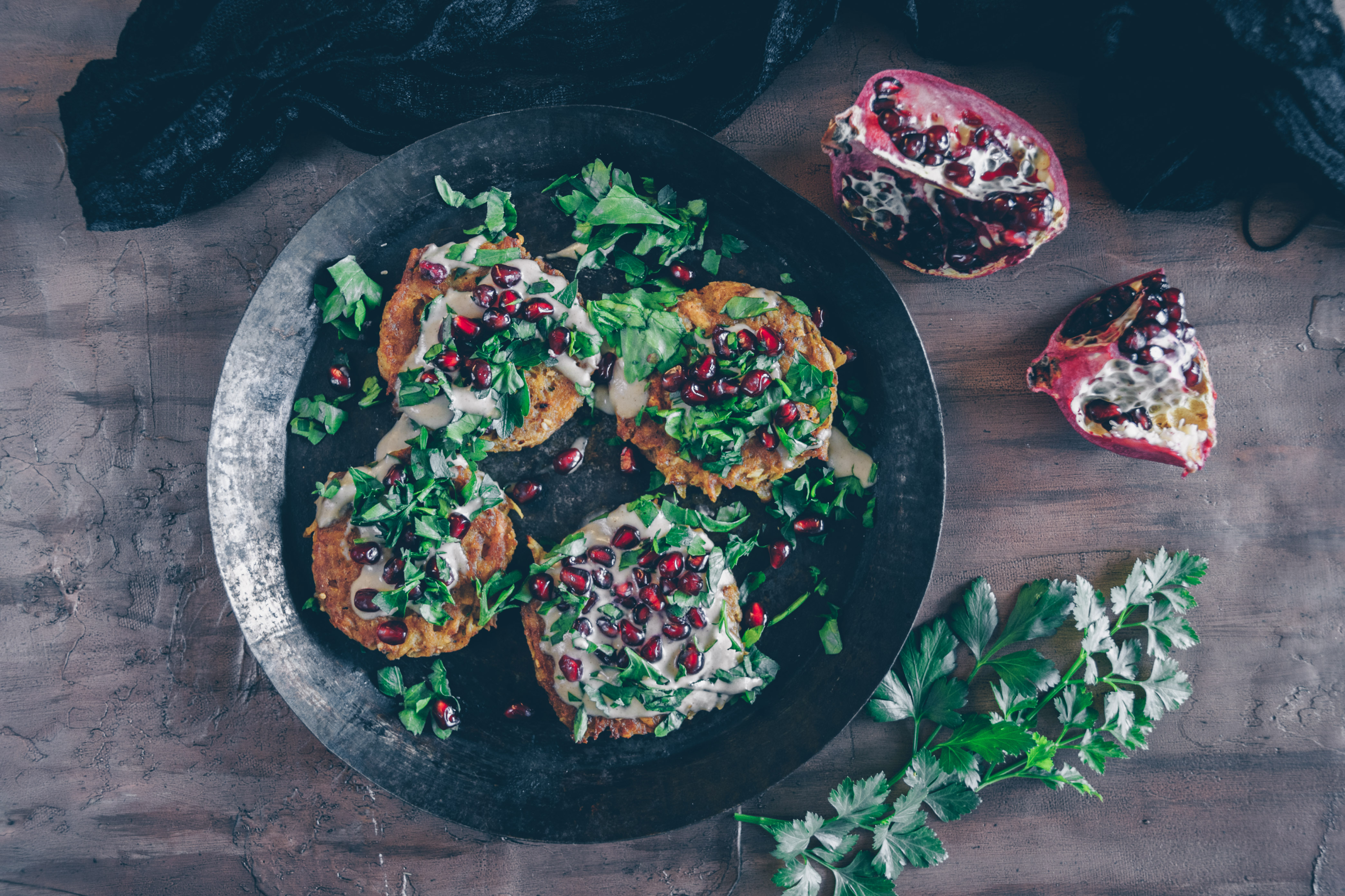 Süsskartoffel Latkes mit Tahini - Limon Rimon